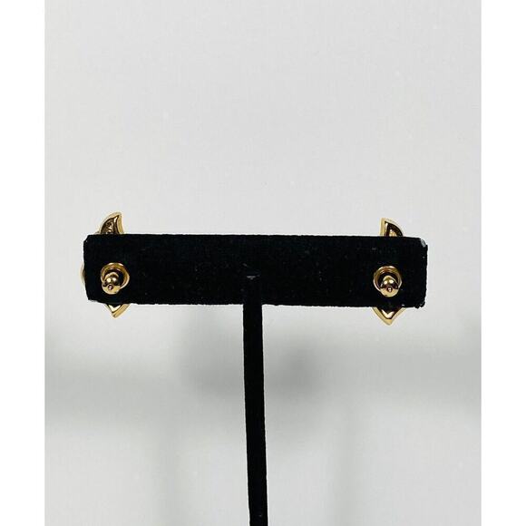 MONET Earrings Wing Cream Enamel Gold Tone. Vintage Signed - Picture 6 of 15